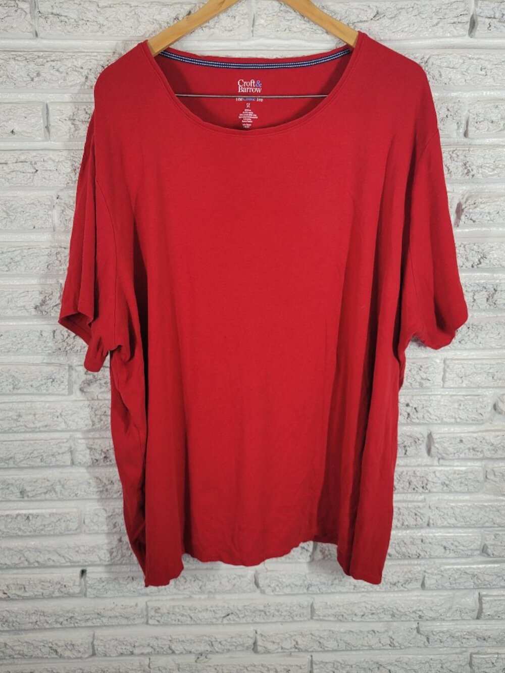 Croft & Barrow T-Shirt 5X Red 100% Cotton Short Sleeve Crew Neck Plus RED26E